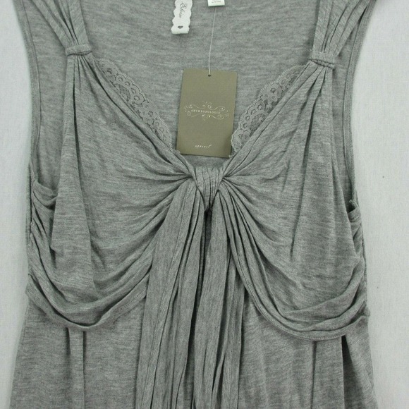 CC - Anthropologie Eloise Dress Women Small Solid Gray Sleeveless Twist Lace NWT - Picture 2 of 9